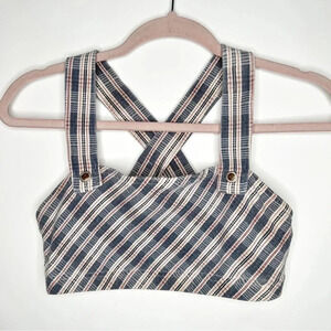 Vintage Mossimo Plaid Bra Top Crop Top Blue Pink 90s Made In USA Size XXS/XS